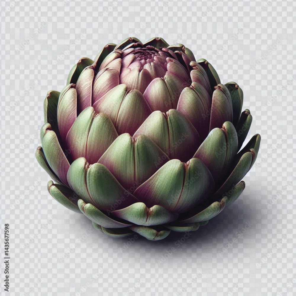 Fototapeta premium Fresh Artichoke Isolated on White Background with Transparent Effect 