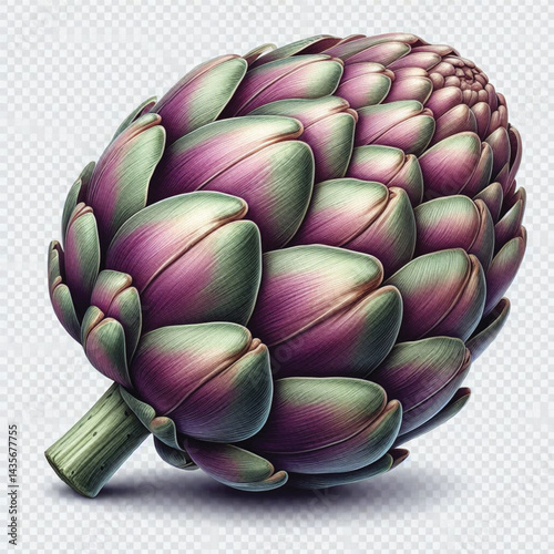 Fresh Artichoke Isolated on White Background with Transparent Effect 
