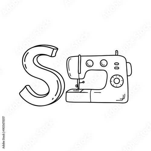 An illustration of letter S stand for Sewing machine