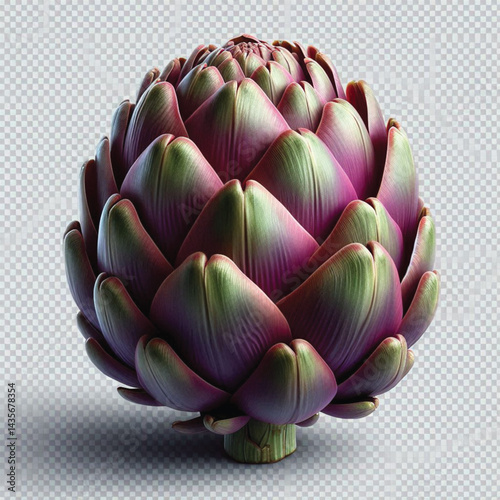 Fresh Artichoke Isolated on White Background with Transparent Effect 