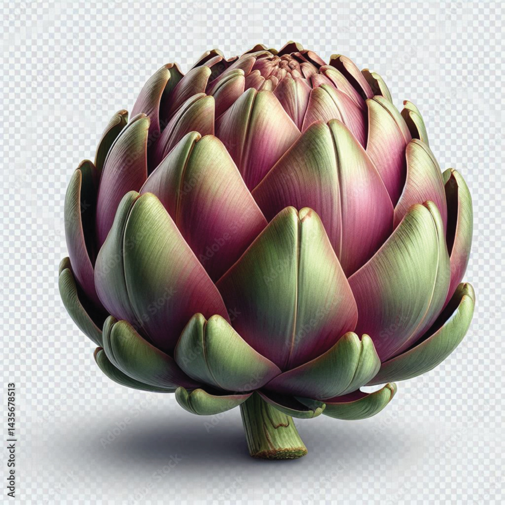 Obraz premium Fresh Artichoke Isolated on White Background with Transparent Effect