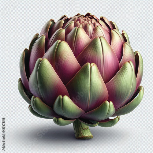 Fresh Artichoke Isolated on White Background with Transparent Effect 