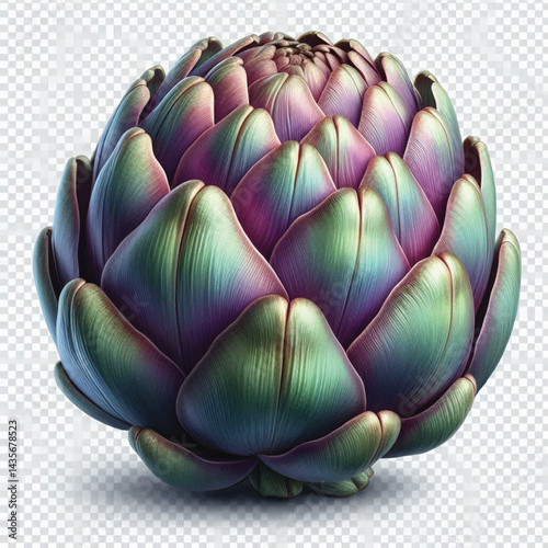 Fresh Artichoke Isolated on White Background with Transparent Effect 