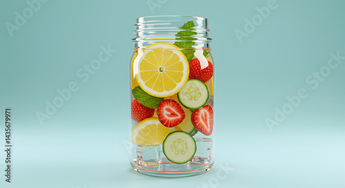 Colorful Detox Water with Fruits

