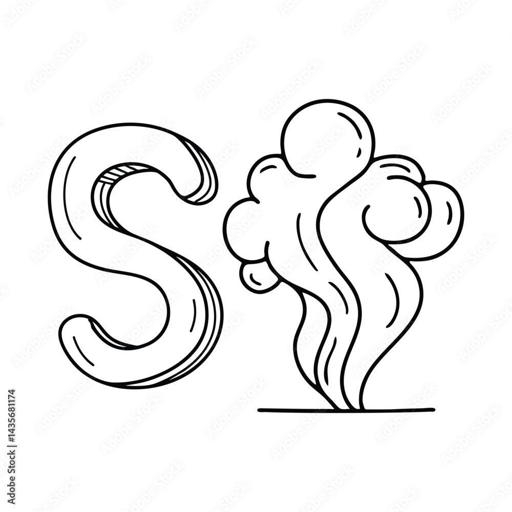 Naklejka premium An illustration of letter S stand for Smoke