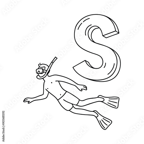 An illustration of letter S stand for Snorkelling