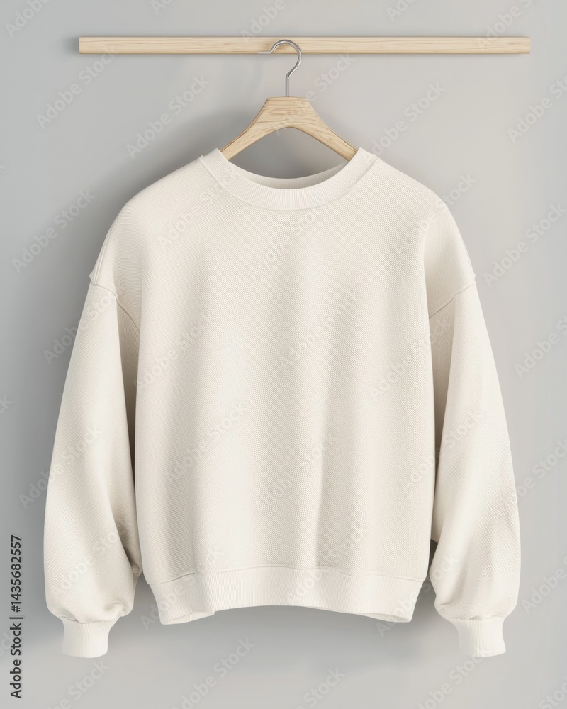 Plain Sweatshirt Mockup Hanging on Wooden Hanger