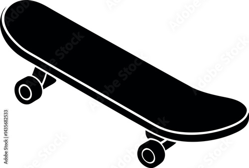 Skateboard Silhouette Vector – Simple Black Sports Equipment Illustration