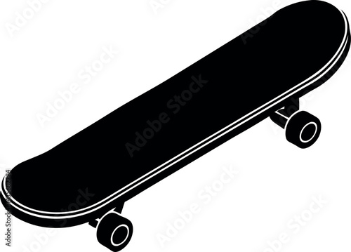 Skateboard Silhouette Vector – Simple Black Sports Equipment Illustration
