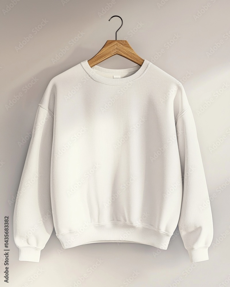 Plain Sweatshirt Mockup Hanging on Wooden Hanger