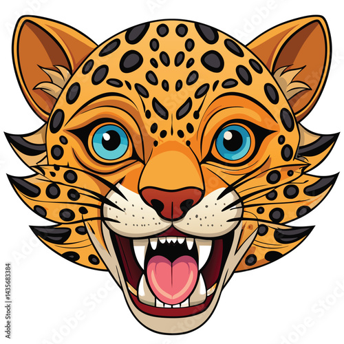 Angry cartoon jaguar head