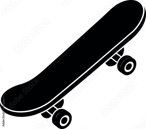 Skateboard Silhouette Vector – Simple Black Sports Equipment Illustration