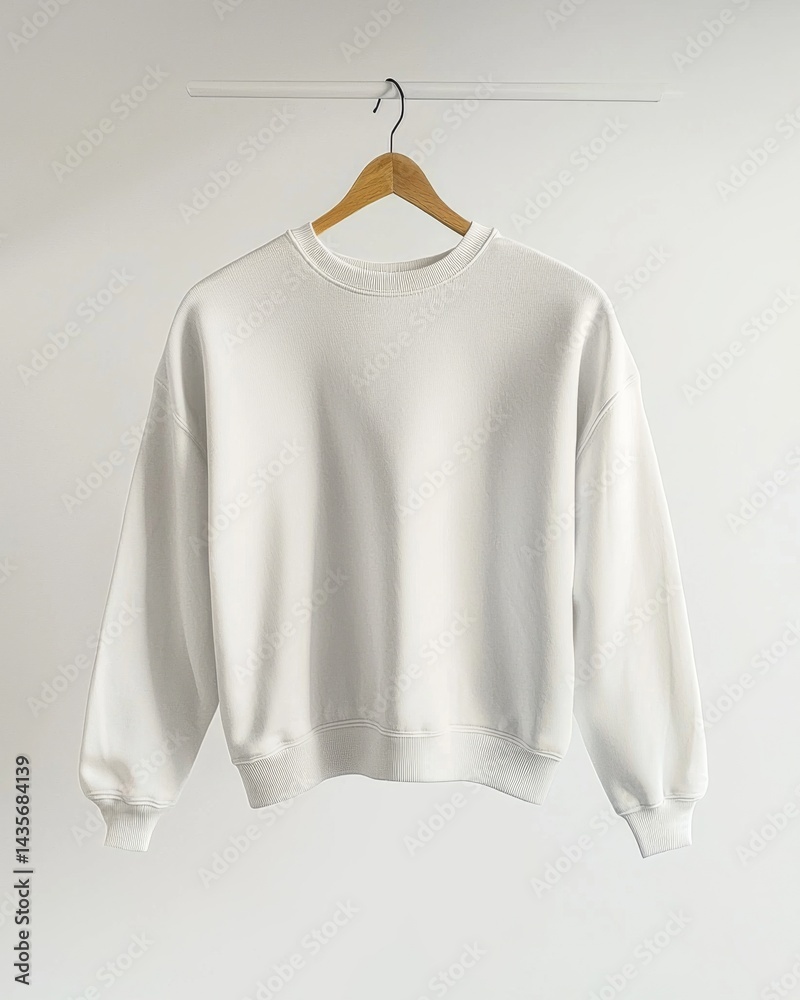 Plain Sweatshirt Mockup Hanging on Wooden Hanger