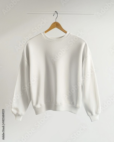 Obraz na płótnie Plain Sweatshirt Mockup Hanging on Wooden Hanger w salonie