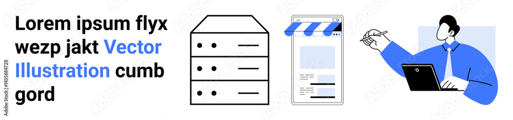 Server rack, online storefront, professional with laptop and pen writing. Ideal for tech, e-commerce, cloud solutions, business planning, team collaboration, development tools simple landing page Server rack, online storefront, professional with laptop and pen writing. Ideal for tech, e-commerce, cloud solutions, business planning, team collaboration, development tools simple landing page