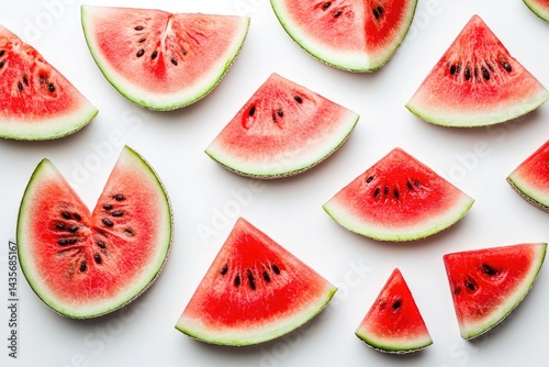 Sliced watermelon pattern on white photo