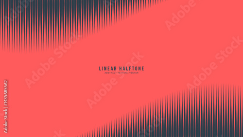 Wavy transition of vertical halftone lines flows diagonally across glowing red canvas vector abstract background. Eye-catching and futuristic style perfect for tech interfaces and digital art projects