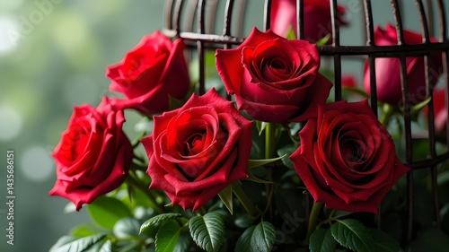 Blush Pink and Cream Roses in Full Bloom Against Soft Pastel Charm Background