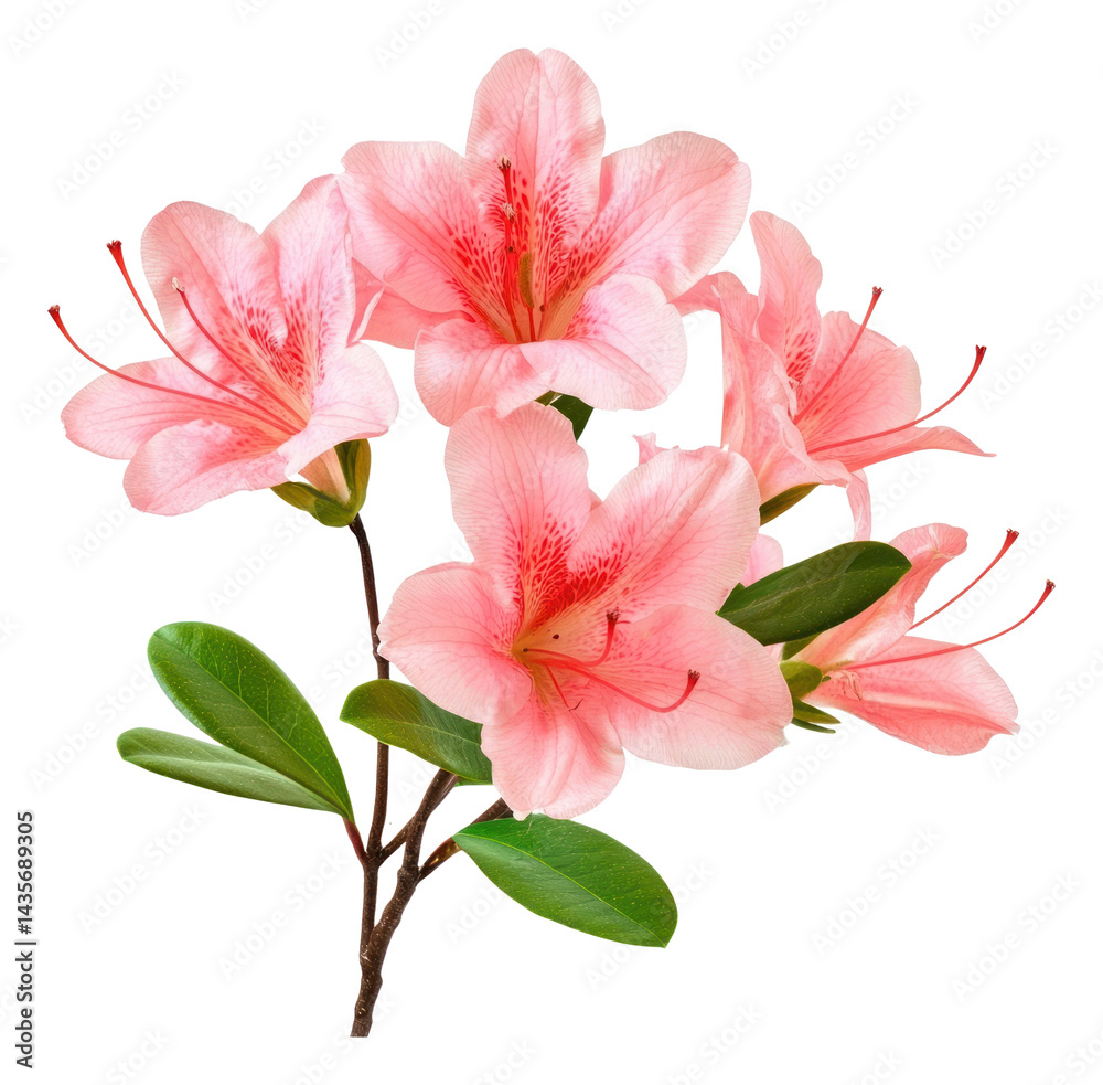 Obraz premium PNG Real Azalea flowers blossoms azalea leaves.