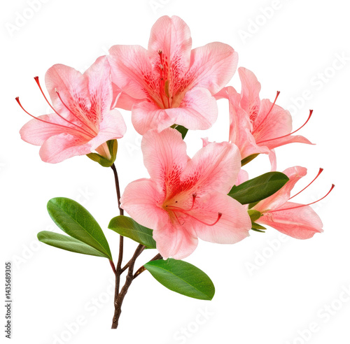 Fototapeta Naklejka Na Ścianę i Meble -  PNG Real Azalea flowers blossoms azalea leaves.