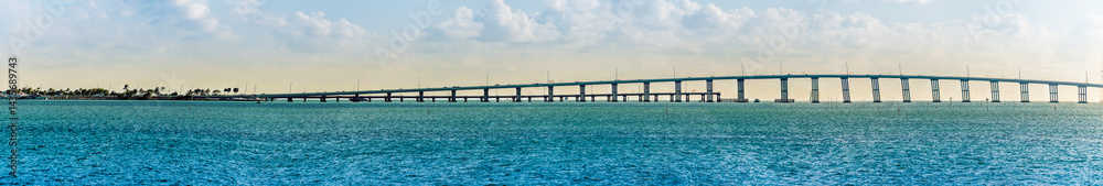 A view of a bridge across the bay in Miami in springtime A view of a bridge across the bay in Miami in springtime