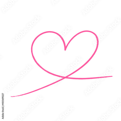 Heart line icon in pink.Love symbol.Valentine clipart.Doodle hand drawn cute element for decoration.