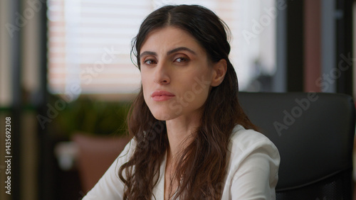 Free Download Pensive thoughtful woman Caucasian girl in office unhappy thinking planning female employer boss leader manager businesswoman owner business company think ponder serious confident looking at camera - GFXLoad