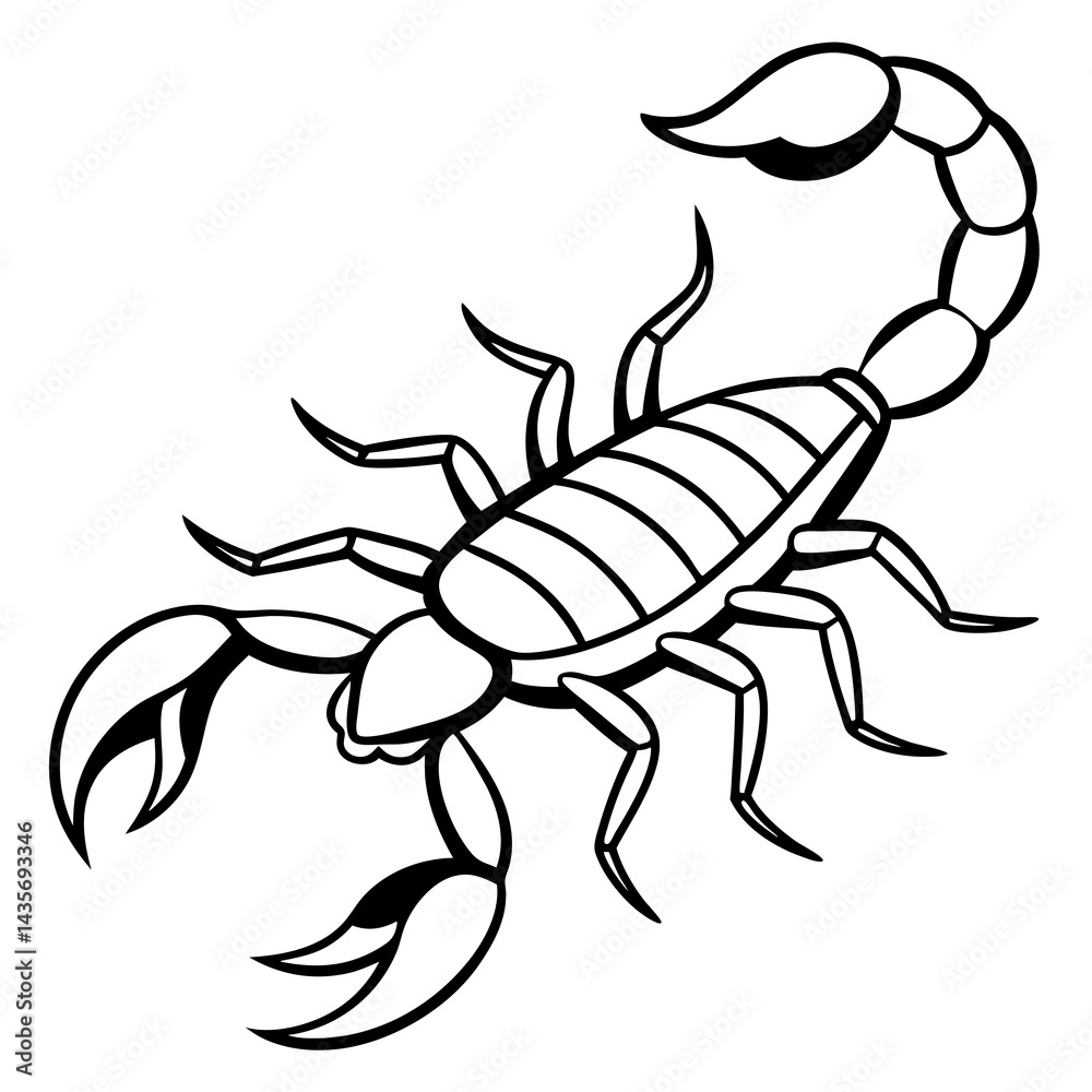 Fototapeta premium Scorpion Silhouette in Line Art