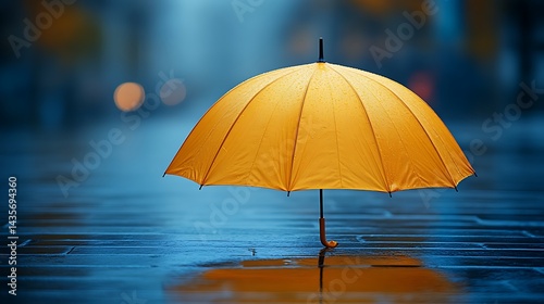 Wallpaper Mural Yellow umbrella on rainy street Torontodigital.ca