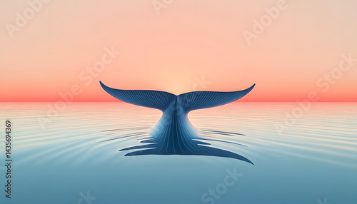 Obraz na płótnie simple flat whale tail water scene minimalist design ocean graphic art marine illustration isolated object clean lines sea life w salonie