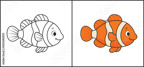  Fish coloring pages for kids. Painting for kindergarden and elementary school children. children's activity sheet. cute Illustration to color.