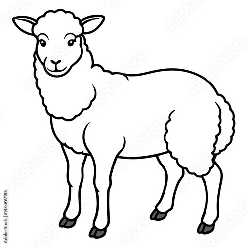 Sheep Silhouette in Clean Line Art