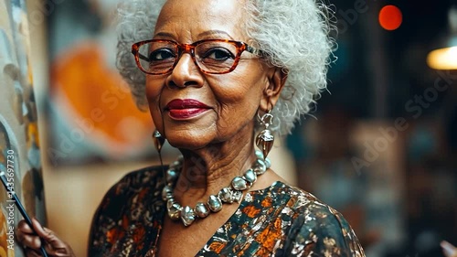 Senior artist painting a portrait.