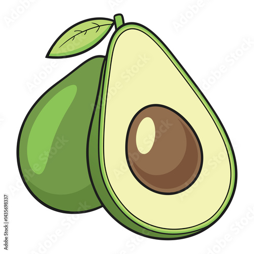 Avocado Half with Leaves