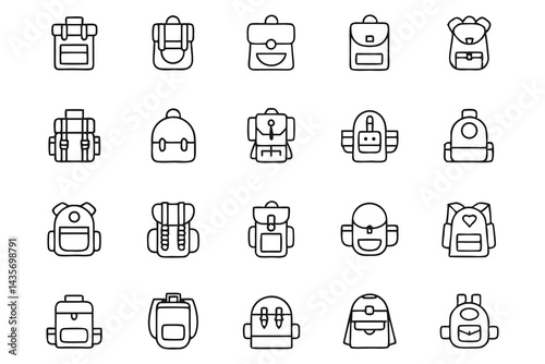 Backpack icon set