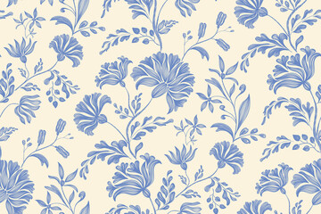Papier peint photo Style bohème Tapisserie florale ethnique indigo vintage  © Wita Pixs