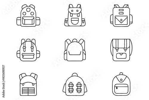 Backpack icon set