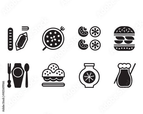 Food and drink icon set illustration on white background