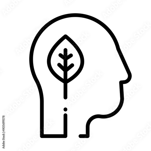 head with leaf symbol – ecological awareness – vector icon
