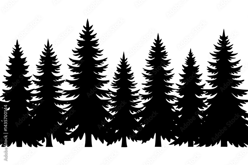 Naklejka premium Silent Winter Forest Silhouettes Bare Snow Trees