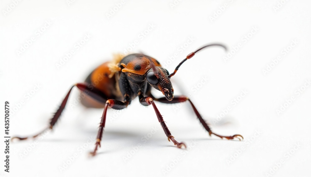 Fototapeta premium Close-up of single insect on pure white background, wildlife, leg, detail