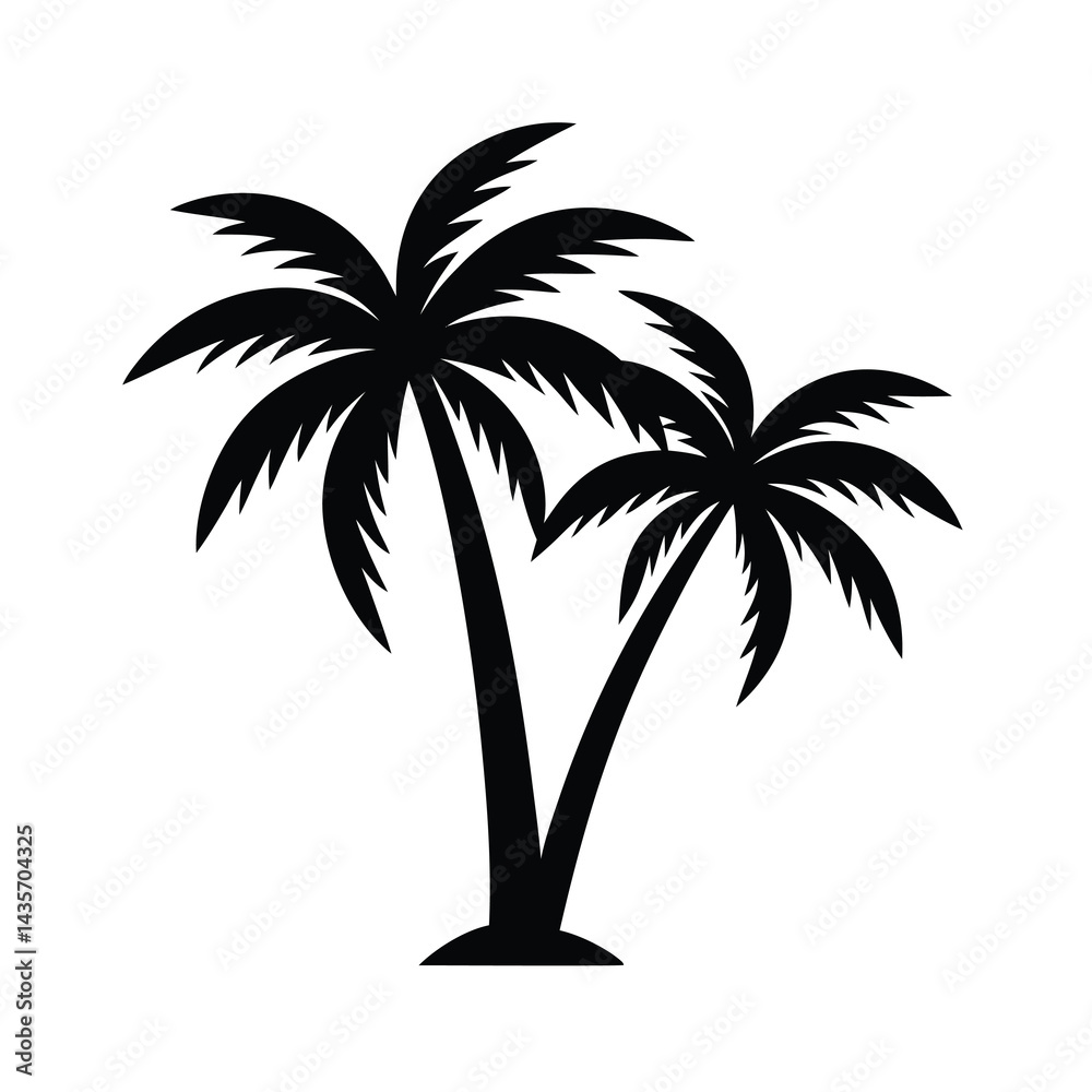 Obraz premium Tropical Palm Trees Vector Icon Flat And Simple