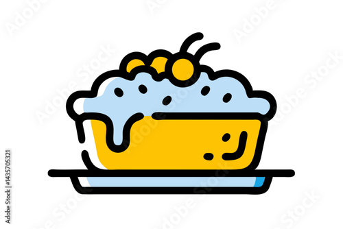 Sundae icon. Sweets. Dessert. Simple line drawing.