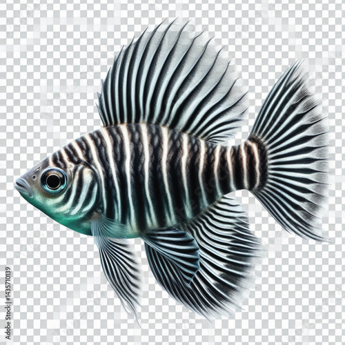 Zebrafish (Danio rerio) Freshwater Aquarium Fish Isolated on White Background