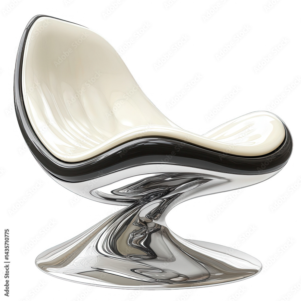 Elegant Modern Chair with Chrome Base and Cream Seat on transparent background Elegant Modern Chair with Chrome Base and Cream Seat on transparent background