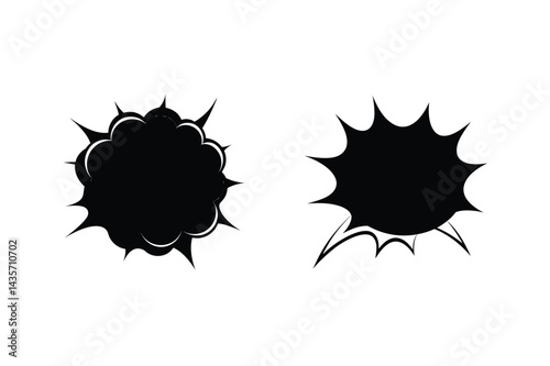 Comic Explosion Speech Bubbles Black Silhouette Vector Illustration Graphic Design