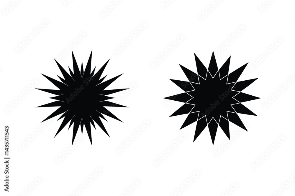 Two Geometric Star Shapes In Black And White Minimalist Vector Design Two Geometric Star Shapes In Black And White Minimalist Vector Design