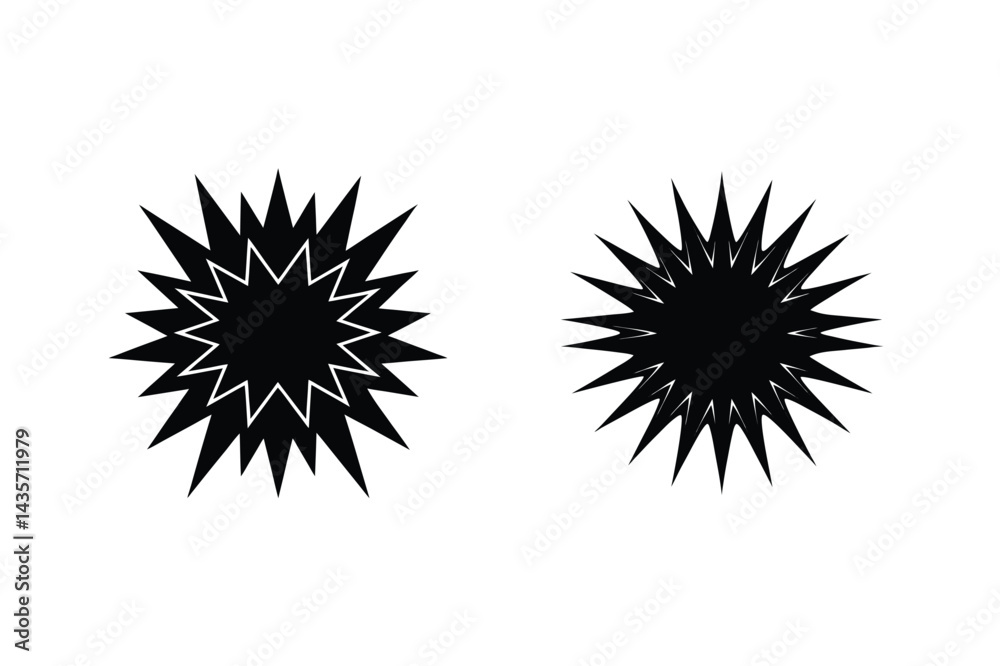 Two Abstract Black Star Shapes On White Background Vector Illustration Two Abstract Black Star Shapes On White Background Vector Illustration