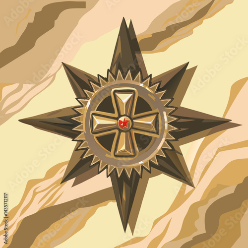 Edgy Family Crest Vector with Cross and Star - SVG Design
