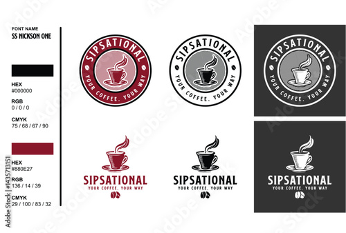 A professional coffee shop vintage badge logo design